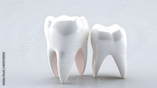 Two Teeth on a White Isolated Background