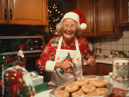 old senior woman preparing christmas cookies