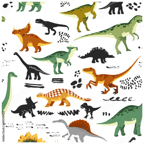 abstract dino  pattern design ready for textile prints.