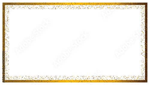 Rectangle gold glitter frame isolated on transparent background. Cut-Out border full hd scale ratio.