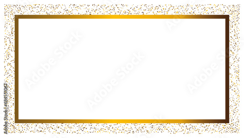 Rectangle gold glitter frame isolated on transparent background. Cut-Out border full hd scale ratio. photo