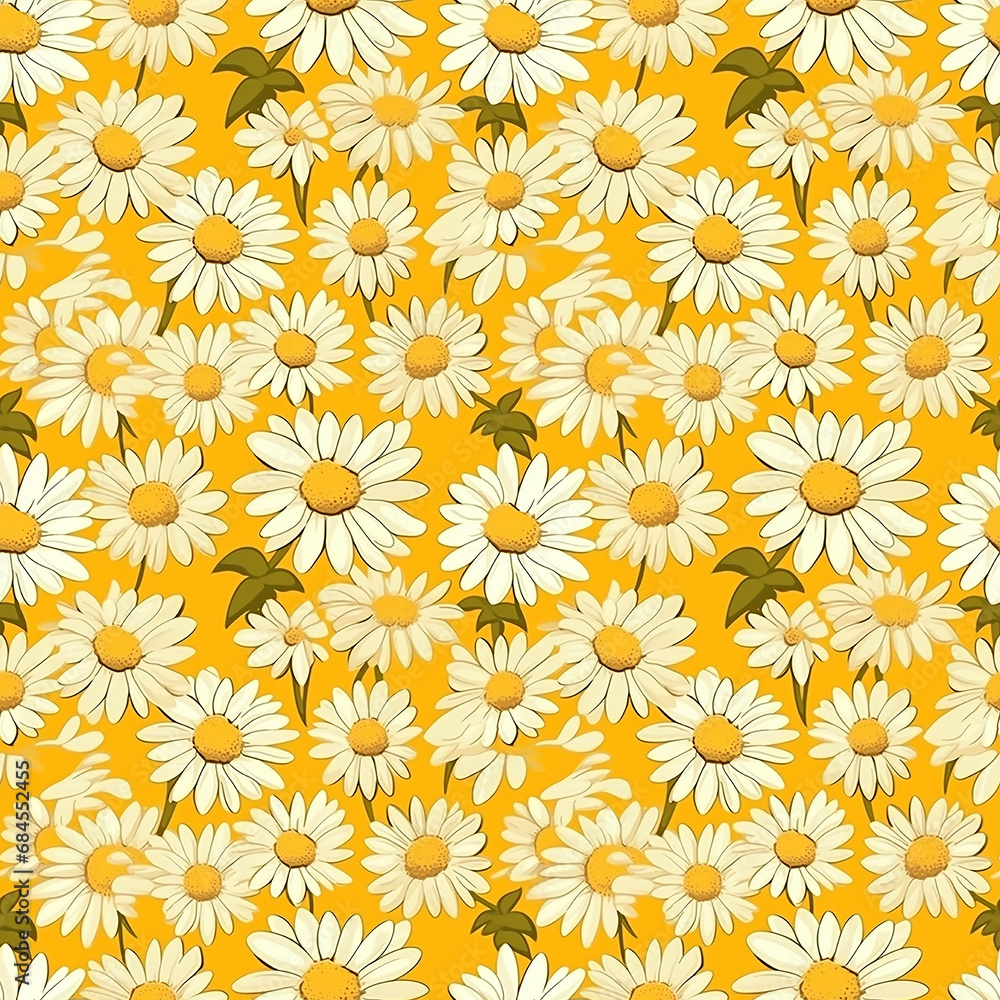 a yellow background with white daisies seamless pattern background a yellow background with white daisies seamless pattern background
