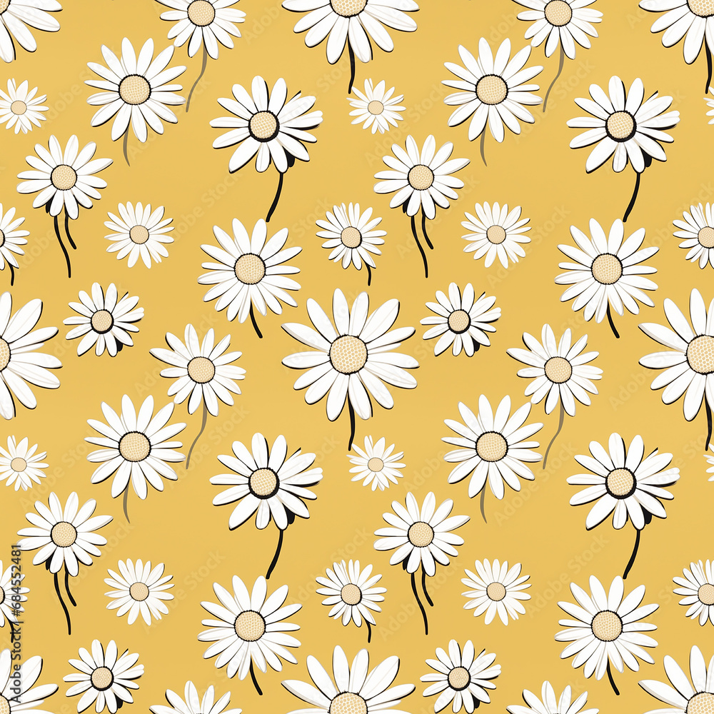 a yellow background with white daisies seamless pattern background a yellow background with white daisies seamless pattern background