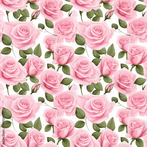 fresh pink roses seamless pattern background