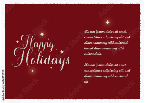 A4 Christmas card with modern and elegant lettering, on classic red background. The underlying text is customizable, so you can send holiday greetings to your loved ones or customers.