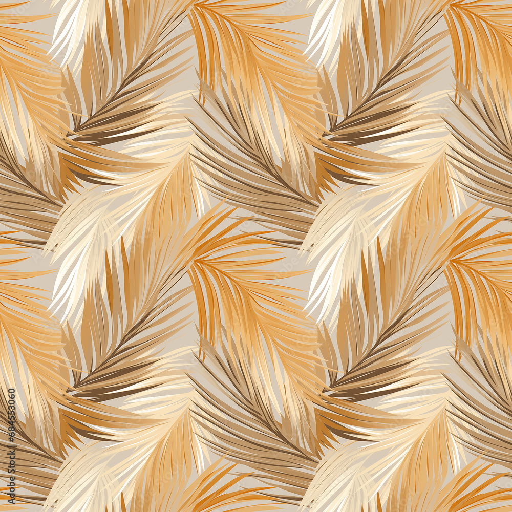 palm leaves in tan color seamless pattern background palm leaves in tan color seamless pattern background