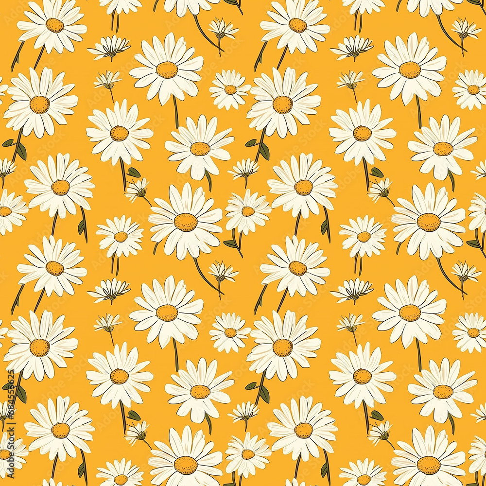 a yellow background with white daisies seamless pattern background a yellow background with white daisies seamless pattern background