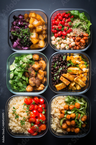 Balanced Meal Choices: Healthy Lunch Bowls with Vegan and Chicken High-Protein Options