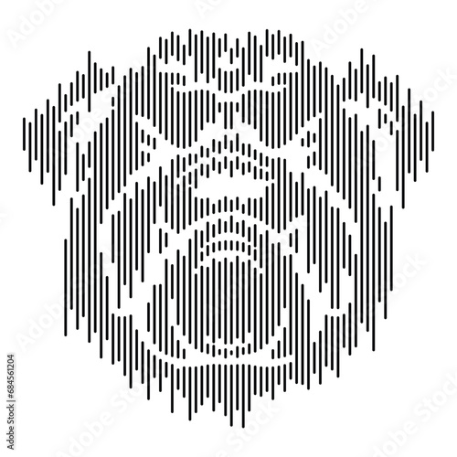 Bulldogs. Vector illustration of bulldog head in vertical line style. Suitable for pins, posters, stickers, greeting cards etc photo