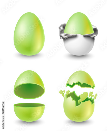 Whole, wrapped, cracked and broken Easter egg set