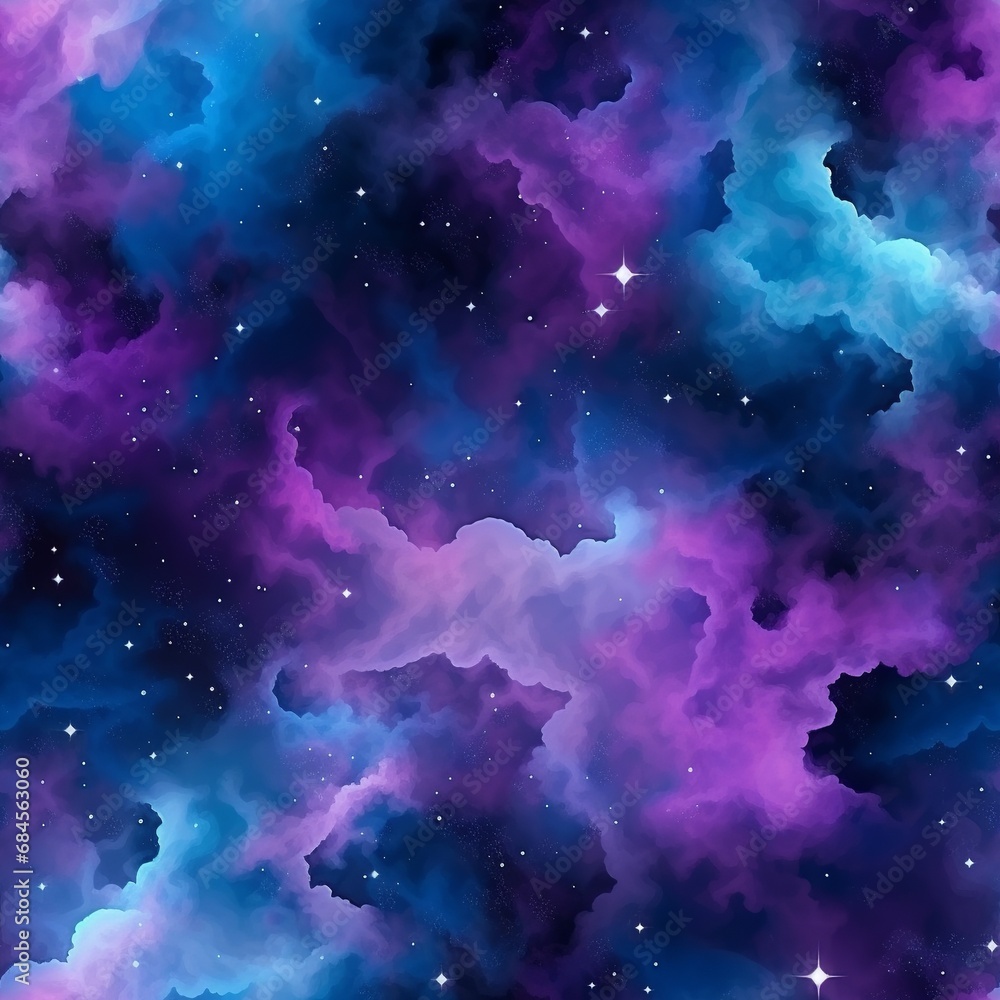 Celestial Cosmic Constellations Pattern in Mystical Blues and Purples

