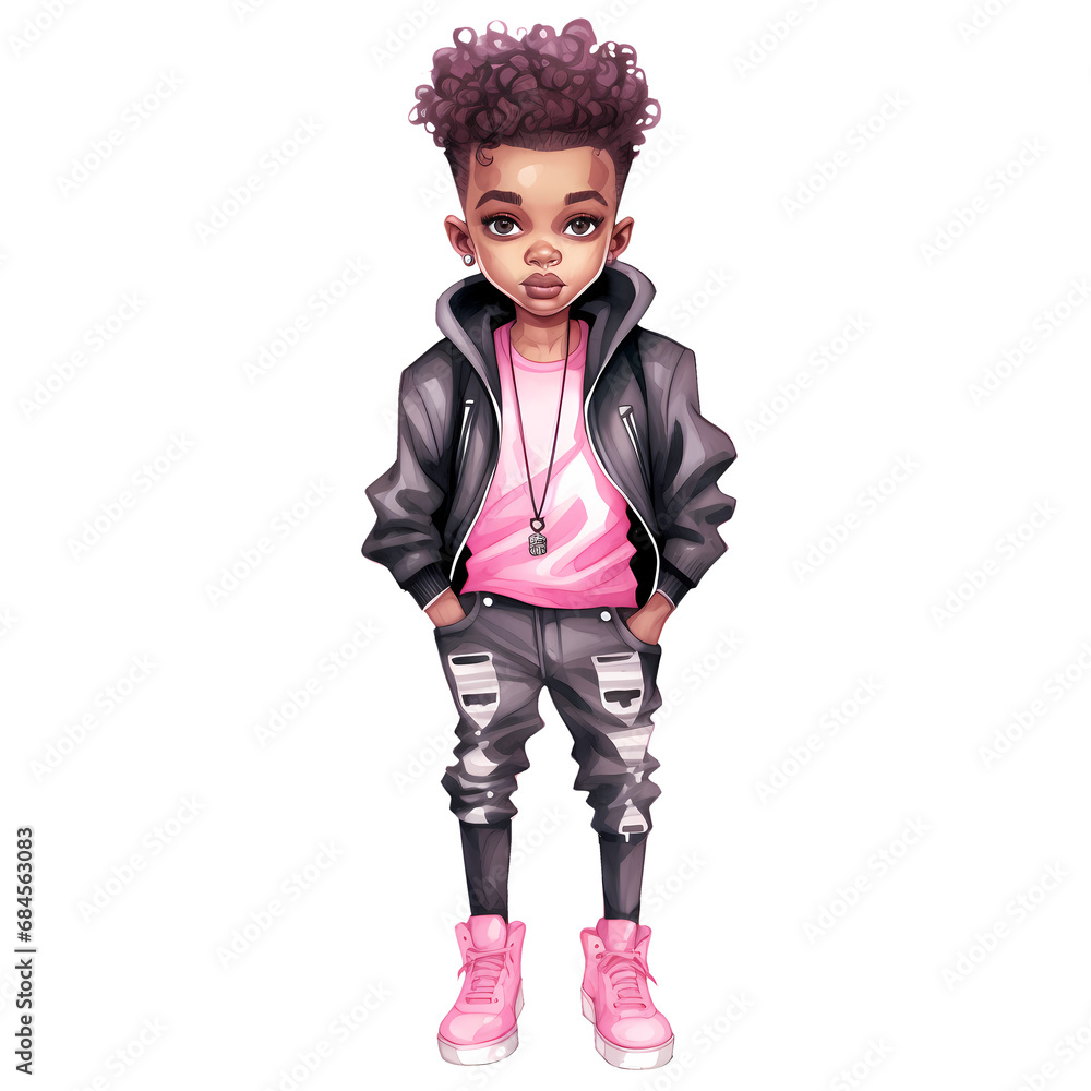 Cute Black Boy Fashion Watercolor Clipart Illustration Cute Black Boy Fashion Watercolor Clipart Illustration