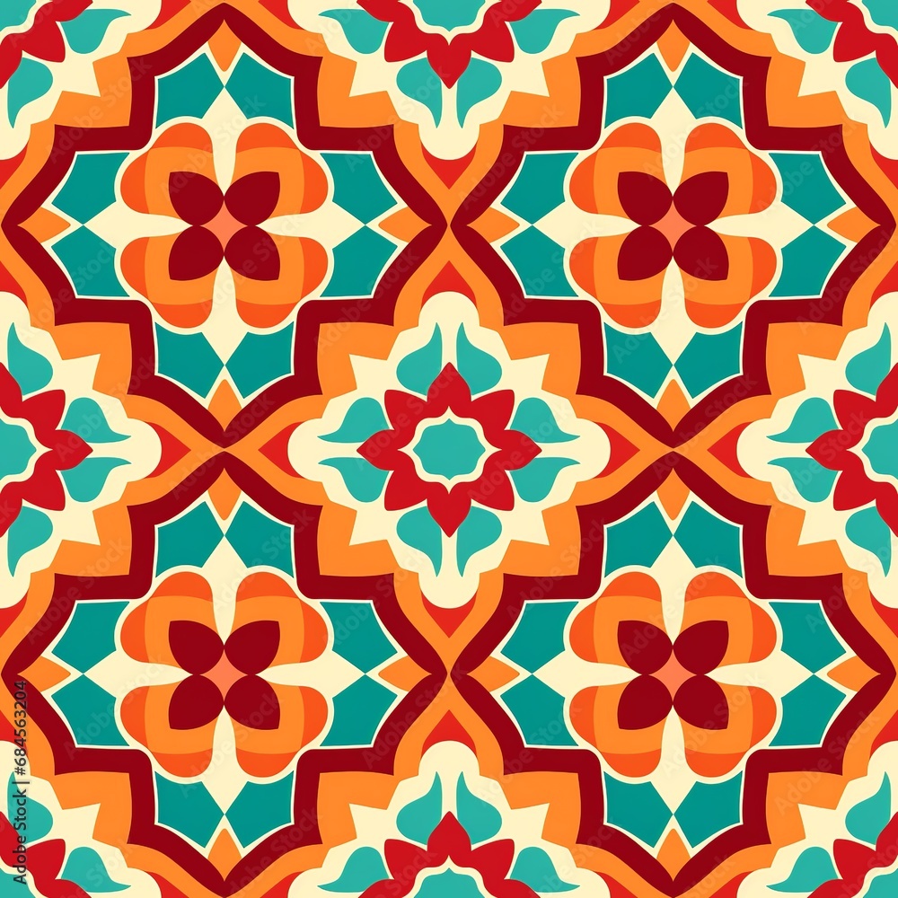 Warm-Toned Moroccan Mosaic Seamless Pattern for Ethnic Charm

