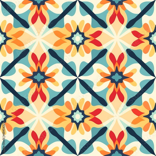 Warm-Toned Moroccan Mosaic Seamless Pattern for Ethnic Charm  