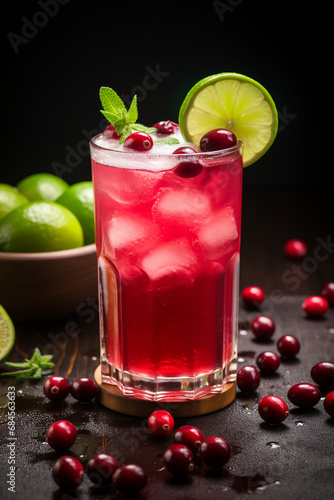 Zesty Winter Refresher  Cranberry Cocktail or Mocktail Infused with Lime - A Refreshing Drink Idea