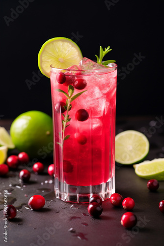 Zesty Winter Refresher: Cranberry Cocktail or Mocktail Infused with Lime - A Refreshing Drink Idea