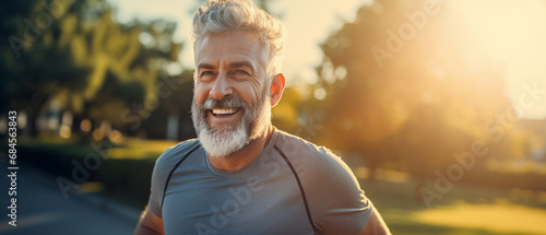 Vitality Through Movement: Senior Man Running, Embracing a Healthy Lifestyle for Longevity