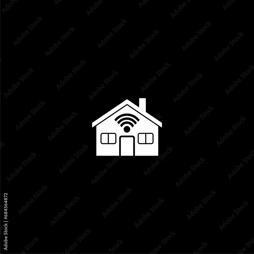 House icon and WIFI icon isolated on black background House icon and WIFI icon isolated on black background