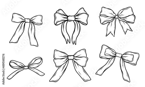 Elegant Ribbons Hand-Drawn Line Art Vector Illustration