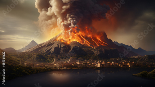 Imagination of Campi Flegrei caldera eruption photo