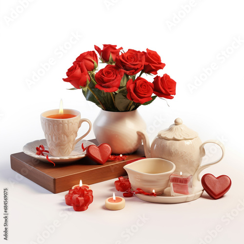 Valentine's Day Concept. Romantic objects isolated on white background.