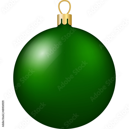 Christmas and New Year decor. Green and gold ball. 3d realistic png illustration.