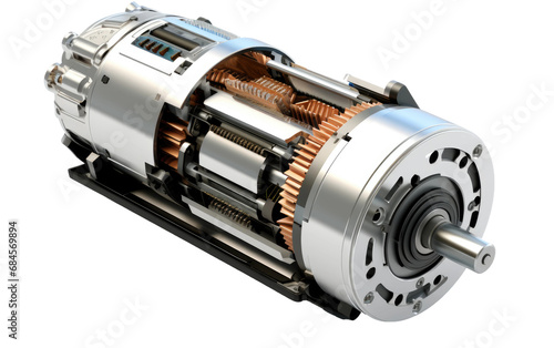 Power Packed Innovation Essential DC Motor on White or PNG Transparent Background photo