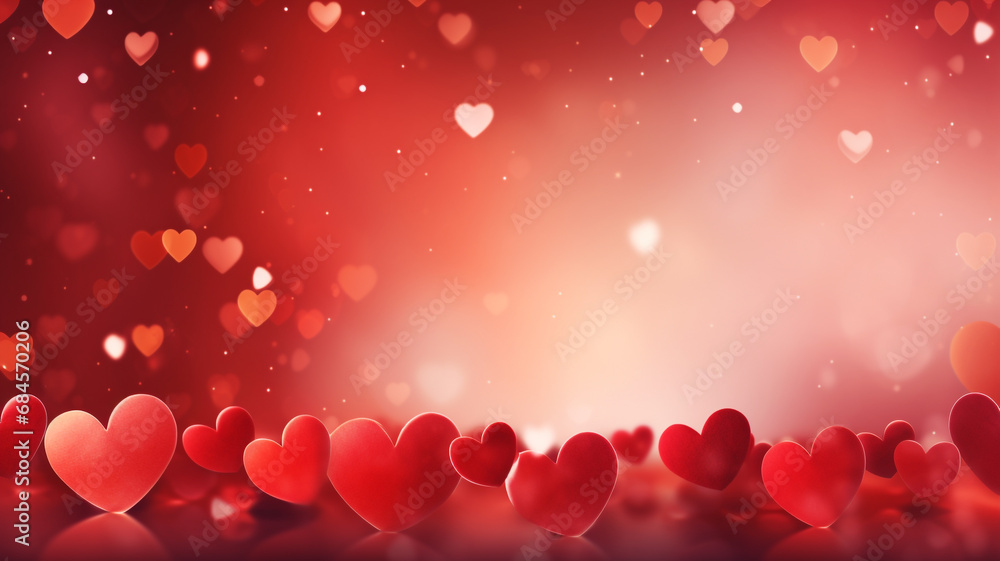 Valentines day background banner - abstract panorama background with red hearts. concept love