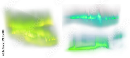 Bright colorful aurora borealis set on transparent background