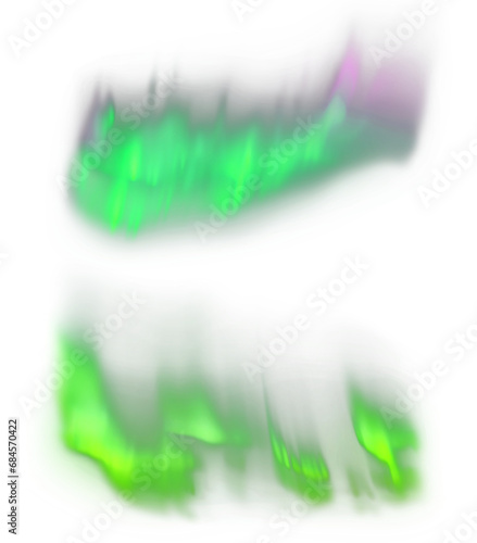 Bright colorful aurora borealis set on transparent background