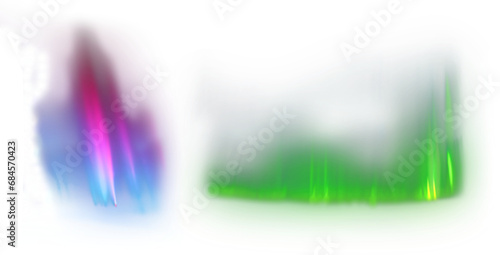 Bright colorful aurora borealis set on transparent background