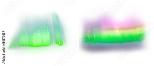 Bright colorful aurora borealis set on transparent background