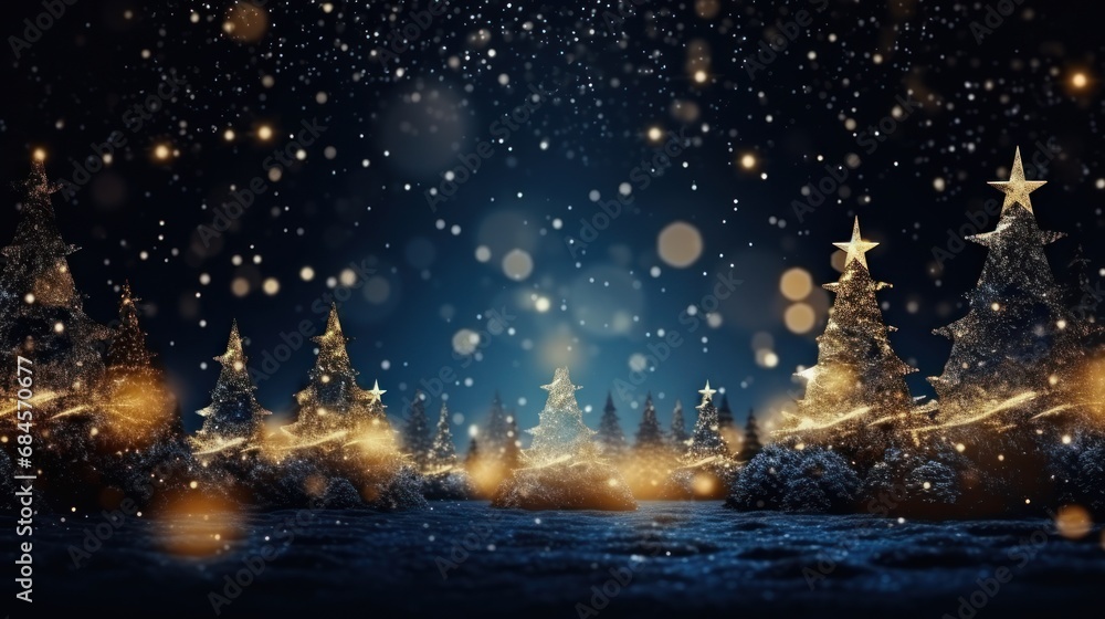 Naklejka premium Background that combines traditional holiday elements with futuristic particle effects, blending the magic of Christmas with a touch of technology