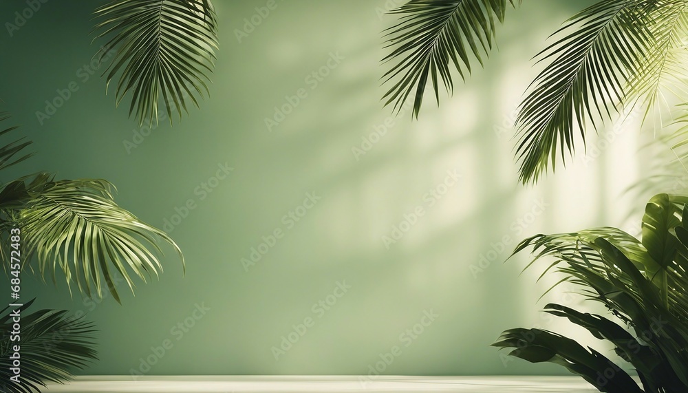 A light backdrop with playful shadows of palm leaves, suitable for products that wish to convey
