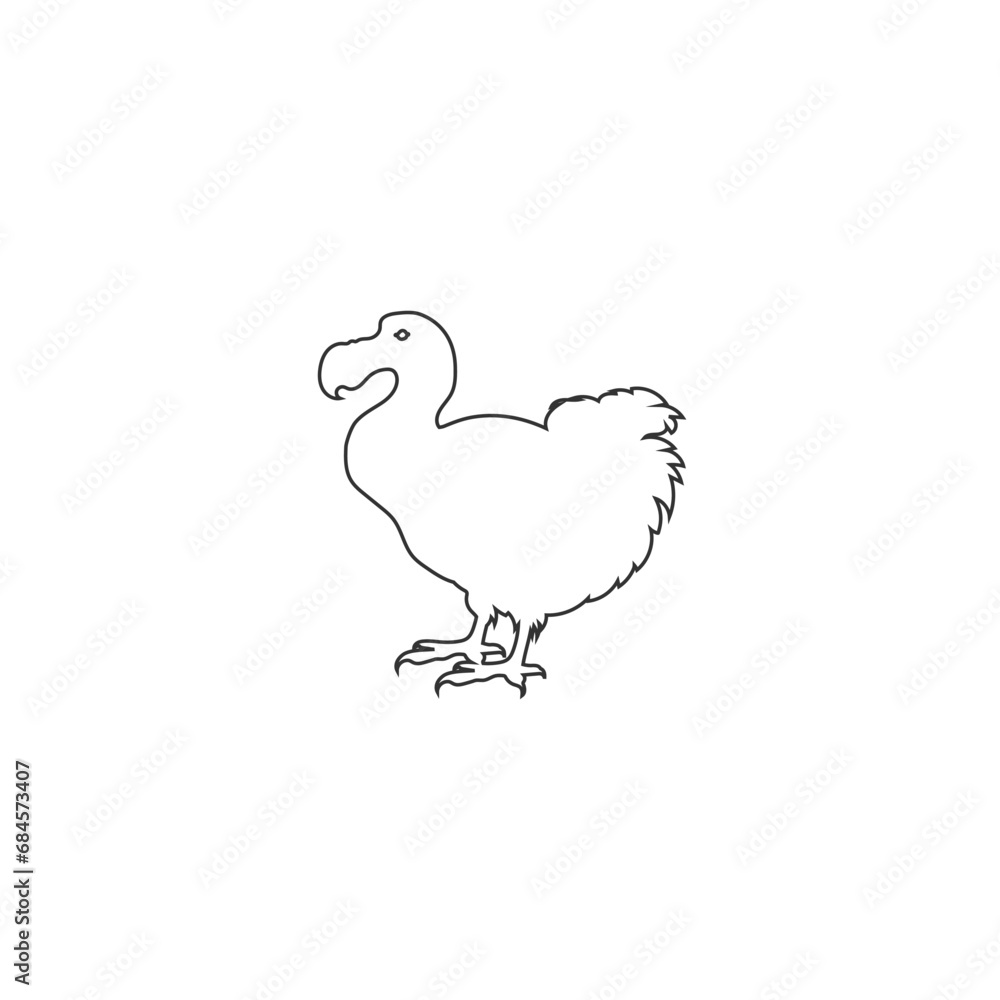 Fototapeta premium Dodo bird logo black line icon design vector flat sign