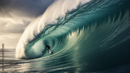 Surfer cuts a huge wave © Gefer