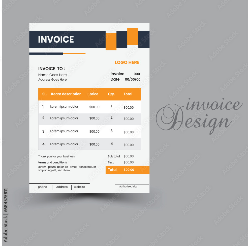 Obraz premium invoice design template. corporate vector art. 