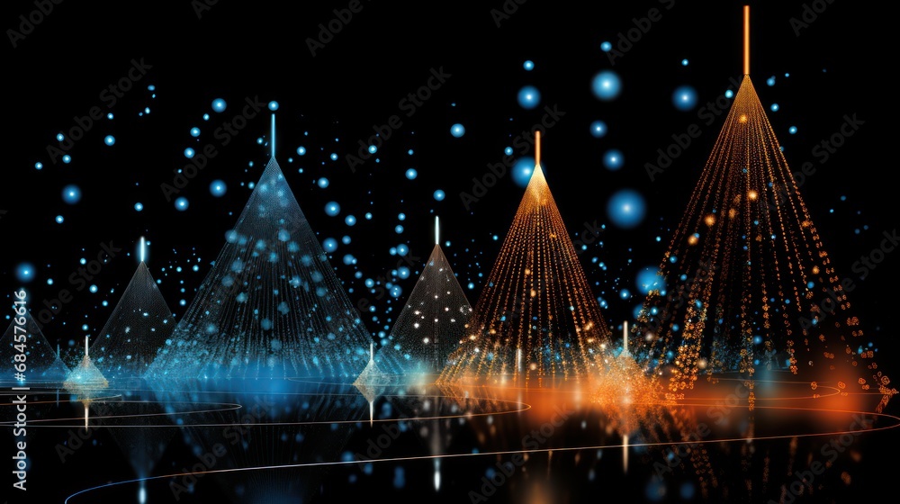 Digital Christmas decorations using graphic design software or code
