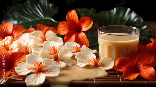 Beautiful Flower Shaped Coconut Milk Jelly , Background HD, Illustrations