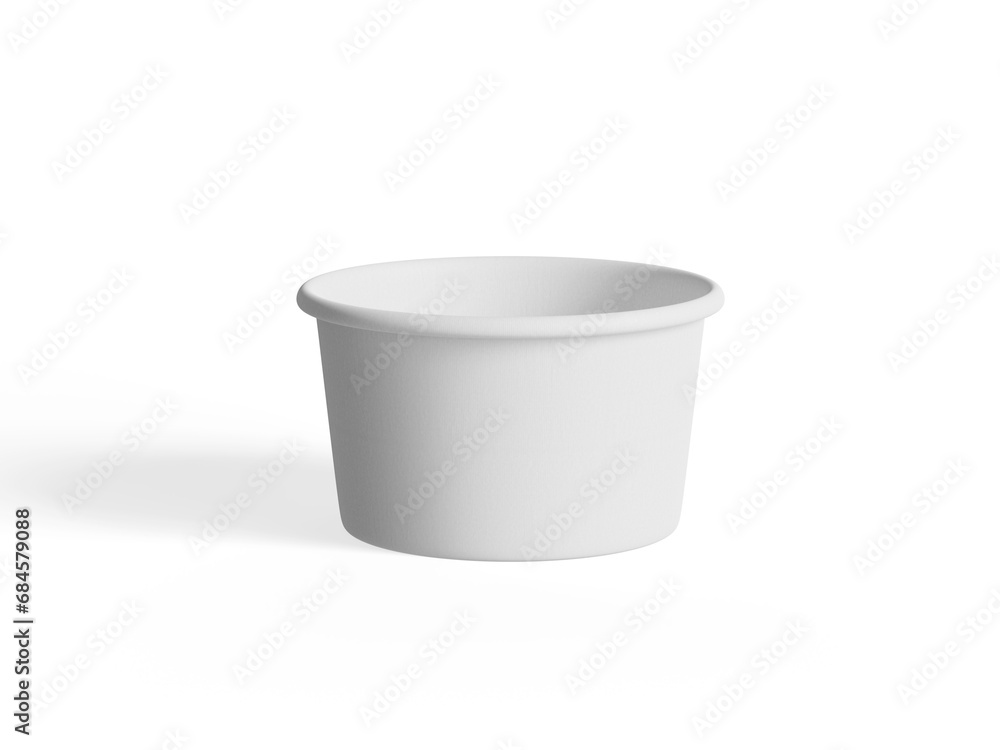 Ice Cream container for mockup collection, Disposable kraft paper bowl isolated on white background realistic 3D illustration Ice Cream container for mockup collection, Disposable kraft paper bowl isolated on white background realistic 3D illustration