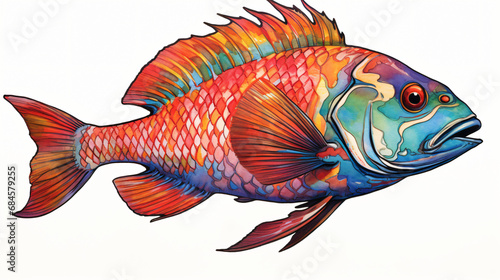 A drawing of a fish with the word fish on it