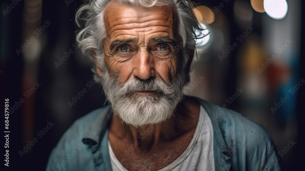 Portrait of a Thoughtful Elderly Man with White Beard