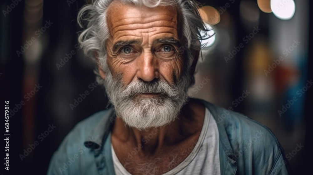 Portrait of a Thoughtful Elderly Man with White Beard Portrait of a Thoughtful Elderly Man with White Beard
