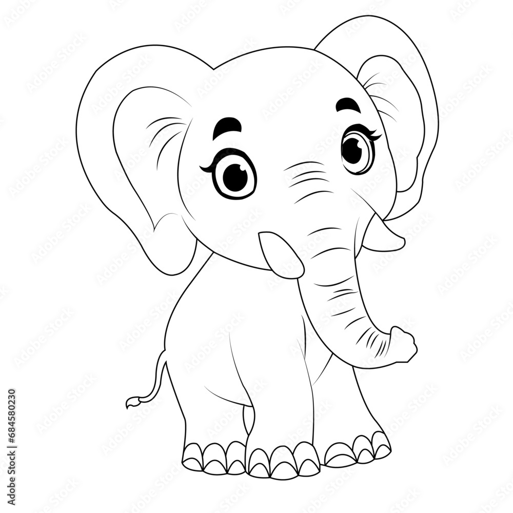 Obraz premium elephant cartoon sketch