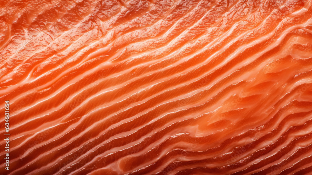 Close-up of raw fresh salmon sashimi structure. Food fish background. Generative AI Close-up of raw fresh salmon sashimi structure. Food fish background. Generative AI