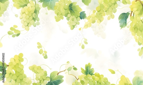 Watercolor green grapes background  Generative AI