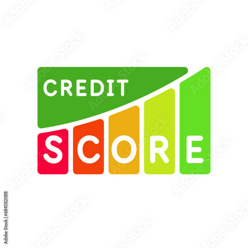 Credit score. Indicator for measuring the level of creditworthiness. Isolated vector element.