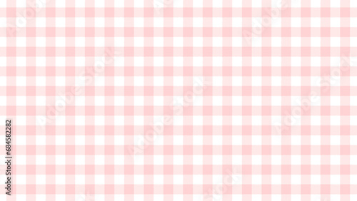 手描きのピンク色と白のギンガムチェック柄のパターン - シンプルでかわいい背景素材 - 16:9