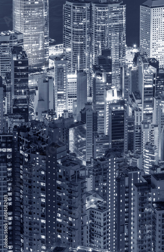 High rise building in Hong Kong city at night