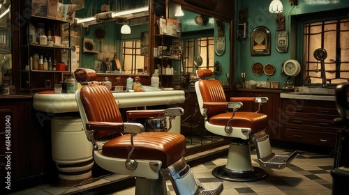 The interior of a classic barbershop © cherezoff